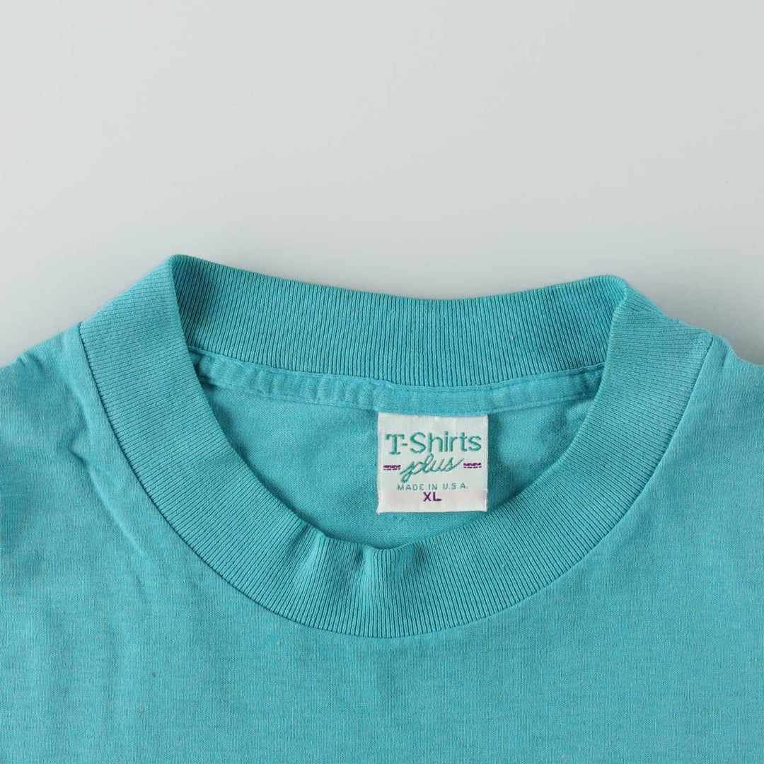 90'S T-Shirts Plus Fish Print Animal T-Shirt, Made in USA, Men's XL equivalent, Vintage cotton turquoise blue Vintage Second Hand