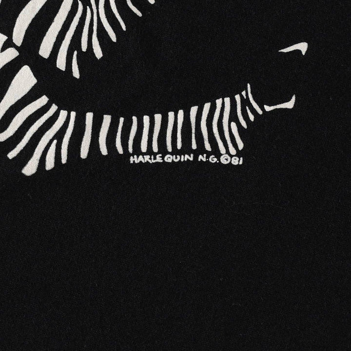 80'S Zebra Pattern Animal T-Shirt, Made in USA, Men's Size L (Equivalent), Vintage polyester black type Vintage Second Hand