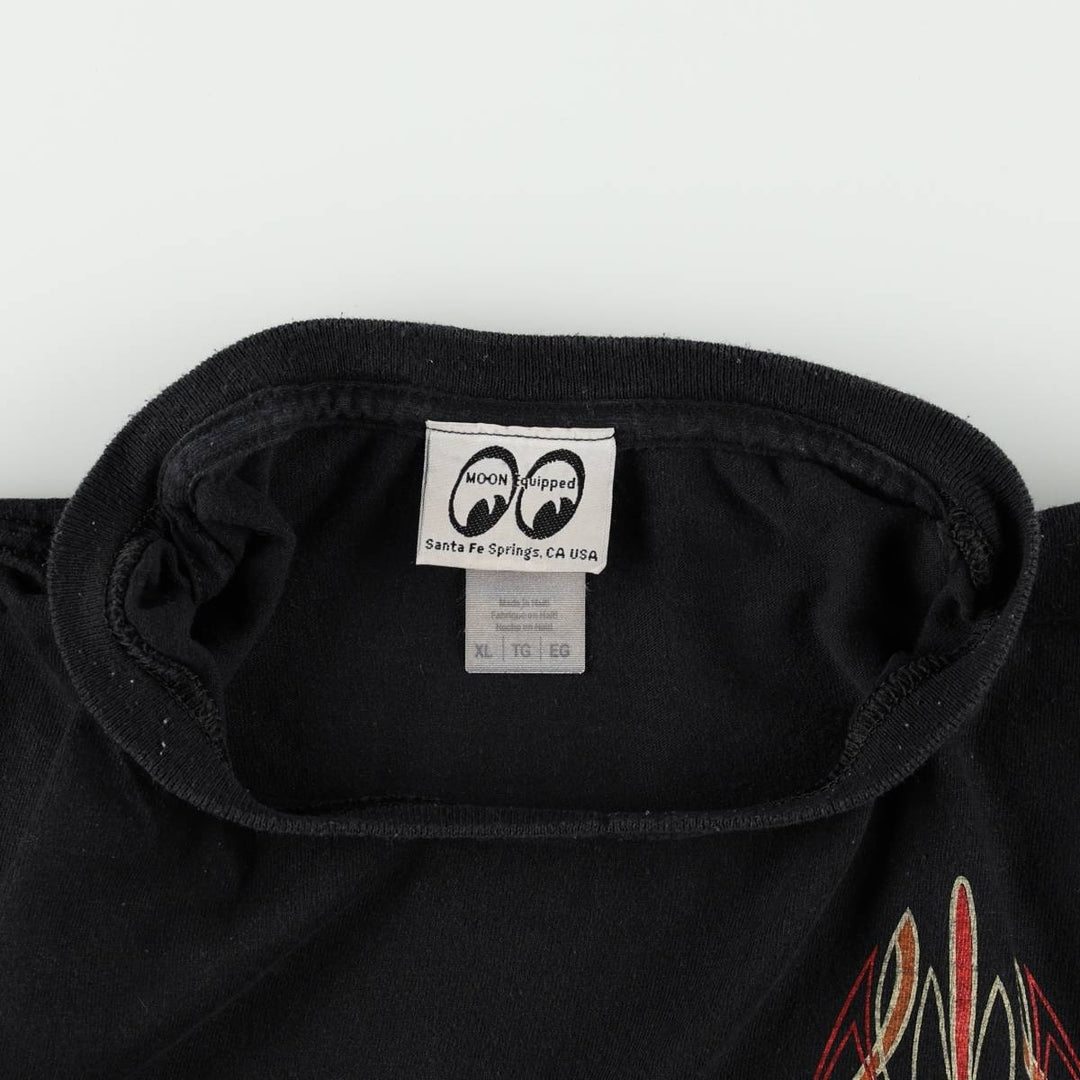 MOONEYES Tribal Motorcycle Bike T-Shirt, Men's Size XL (approx.) cotton black type Vintage Second Hand