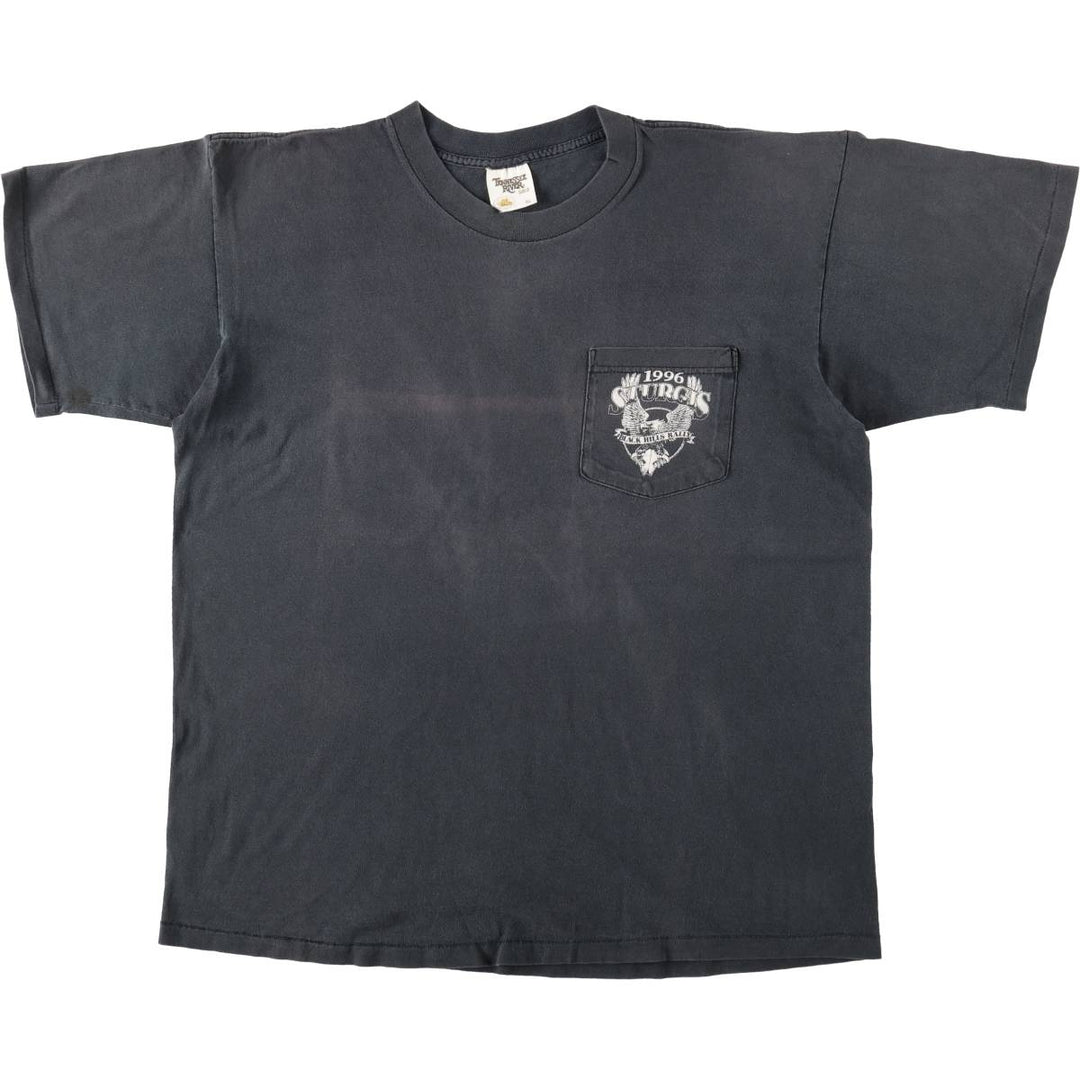 90'S Tennessee River Motorcycle T-Shirt, Made in USA, Men's XL equivalent, Vintage cotton black type Vintage Second Hand