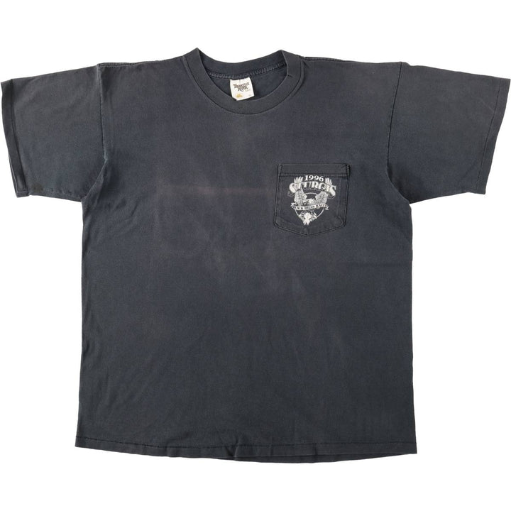 90'S Tennessee River Motorcycle T-Shirt, Made in USA, Men's XL equivalent, Vintage cotton black type Vintage Second Hand