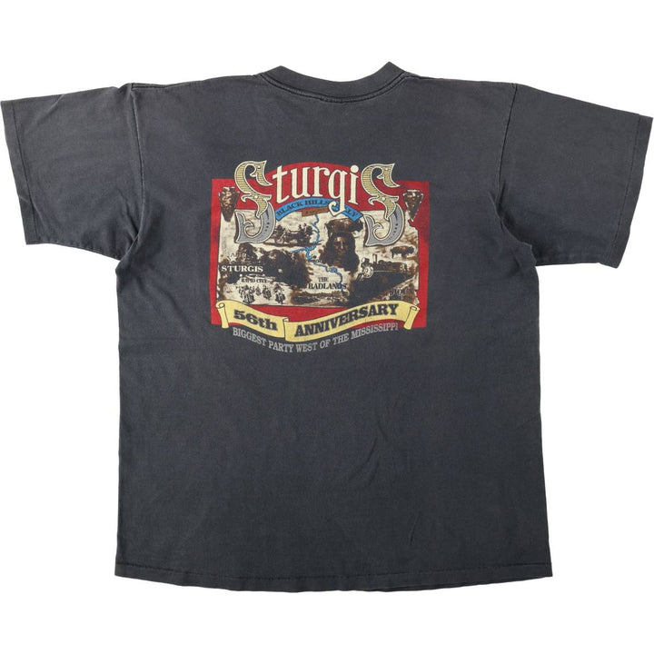 90'S Tennessee River Motorcycle T-Shirt, Made in USA, Men's XL equivalent, Vintage cotton black type Vintage Second Hand