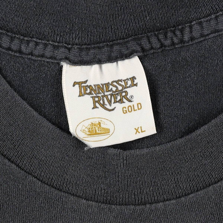 90'S Tennessee River Motorcycle T-Shirt, Made in USA, Men's XL equivalent, Vintage cotton black type Vintage Second Hand