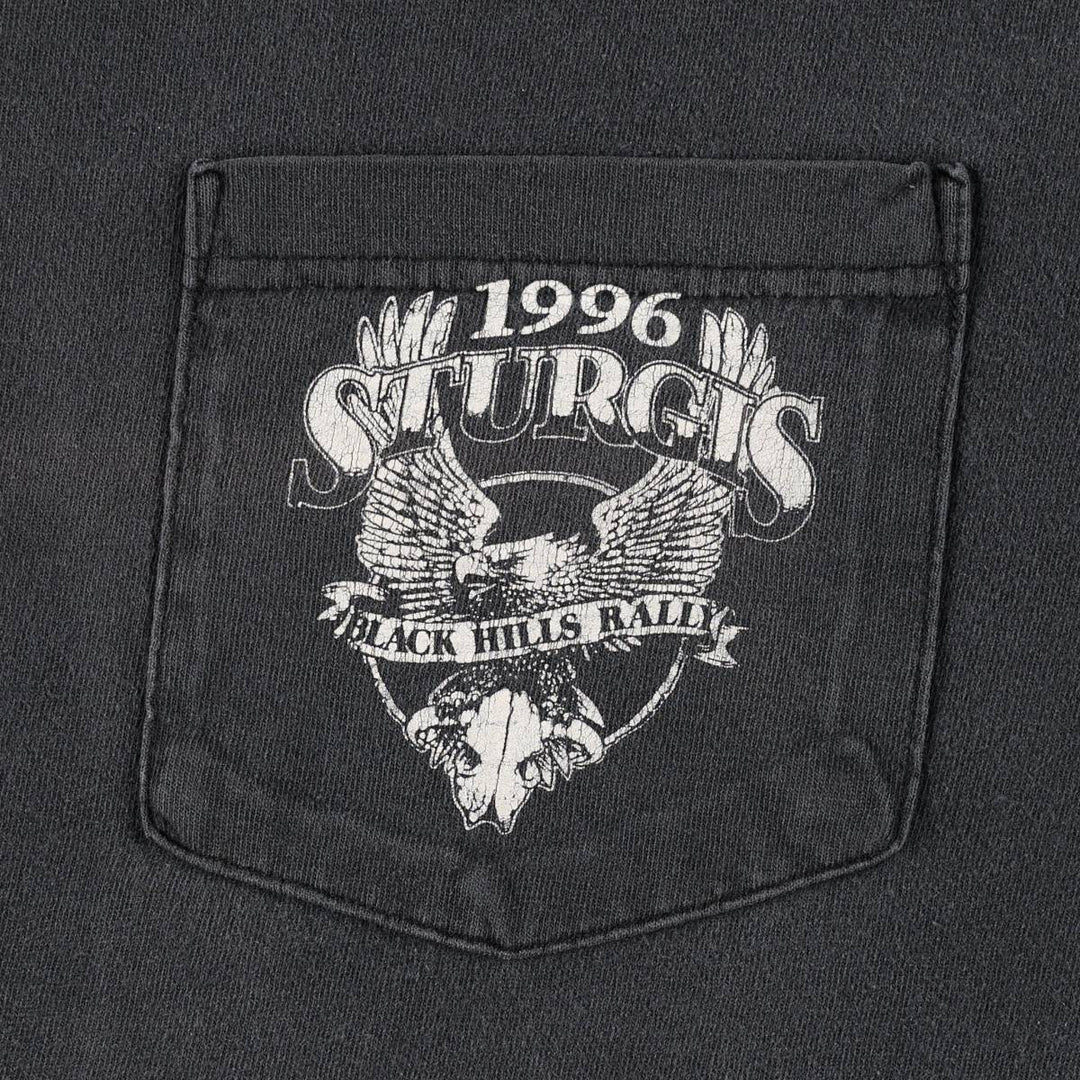 90'S Tennessee River Motorcycle T-Shirt, Made in USA, Men's XL equivalent, Vintage cotton black type Vintage Second Hand