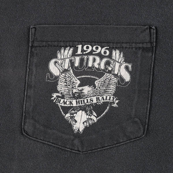 90'S Tennessee River Motorcycle T-Shirt, Made in USA, Men's XL equivalent, Vintage cotton black type Vintage Second Hand