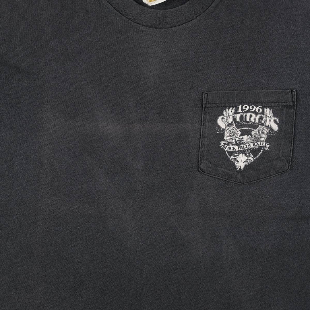 90'S Tennessee River Motorcycle T-Shirt, Made in USA, Men's XL equivalent, Vintage cotton black type Vintage Second Hand