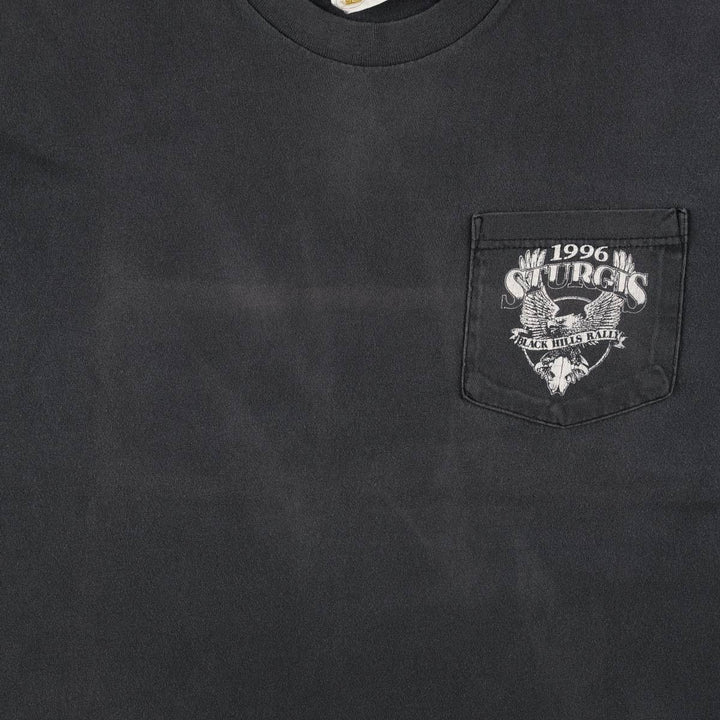 90'S Tennessee River Motorcycle T-Shirt, Made in USA, Men's XL equivalent, Vintage cotton black type Vintage Second Hand