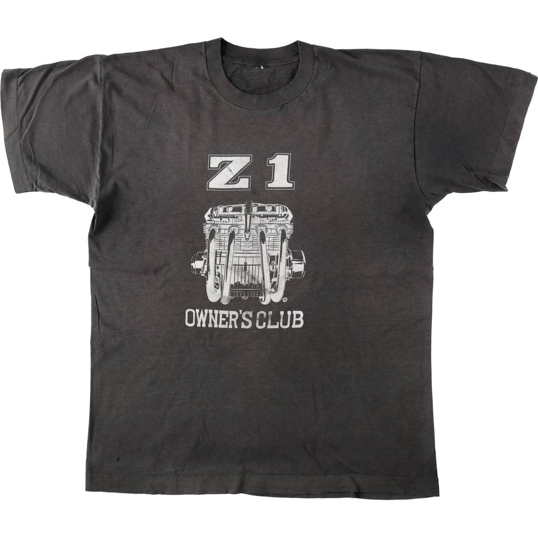 Kawasaki Z1 Engine Motorcycle T-Shirt, Men's Size M (Equivalent), Vintage unclear black type Vintage Second Hand