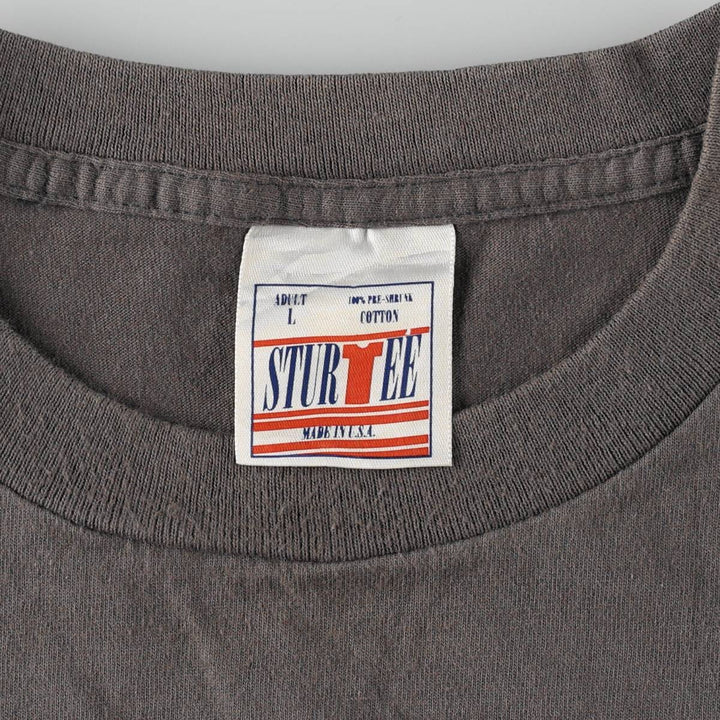 2000'S STURTEE Pin-up Girl Eagle Pattern Motorcycle T-Shirt, Made in USA, Men's Size L cotton gray type Vintage Second Hand