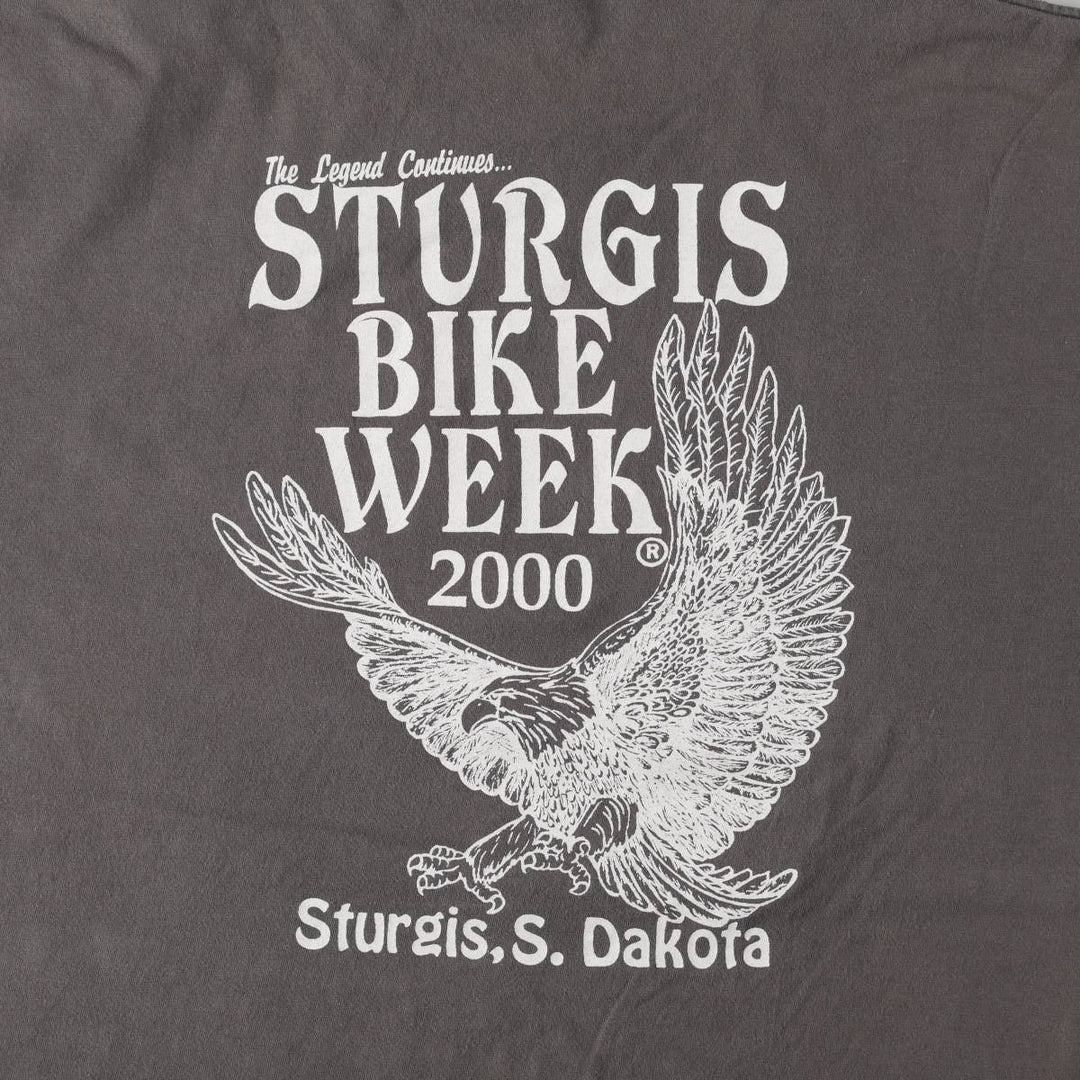 2000'S STURTEE Pin-up Girl Eagle Pattern Motorcycle T-Shirt, Made in USA, Men's Size L cotton gray type Vintage Second Hand