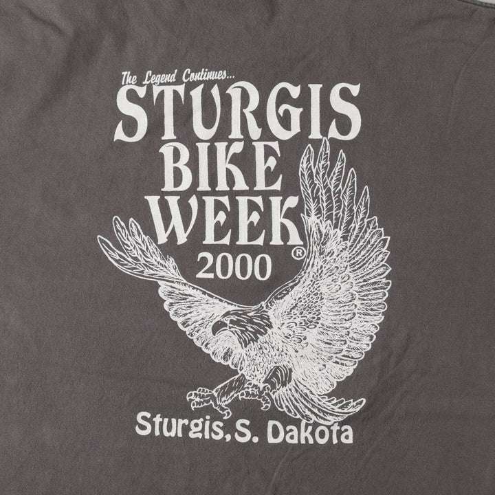 2000'S STURTEE Pin-up Girl Eagle Pattern Motorcycle T-Shirt, Made in USA, Men's Size L cotton gray type Vintage Second Hand