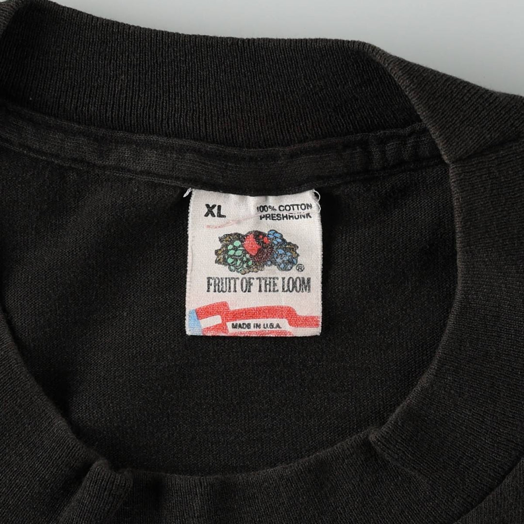 80s-90'S Fruit of the Loom Porsche advertising T-shirt, Made in USA, Men's XL equivalent. cotton black type Vintage Second Hand