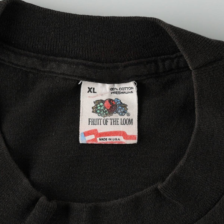 80s-90'S Fruit of the Loom Porsche advertising T-shirt, Made in USA, Men's XL equivalent. cotton black type Vintage Second Hand