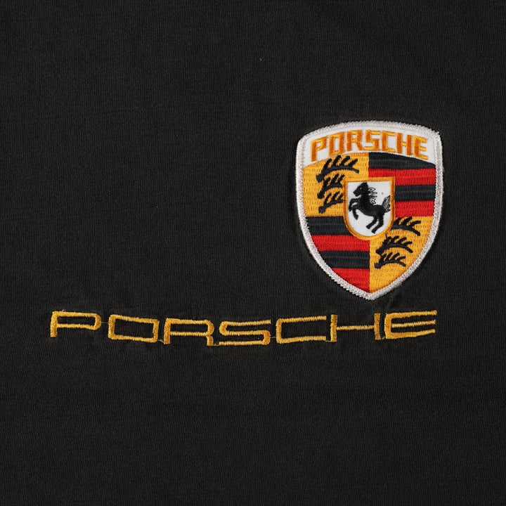 80s-90'S Fruit of the Loom Porsche advertising T-shirt, Made in USA, Men's XL equivalent. cotton black type Vintage Second Hand