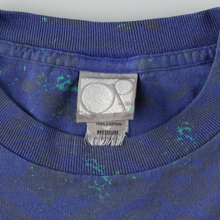 90'S Ocean Pacific all-over print surf/skate t-shirt, men's size M equivalent, vintage. cotton blue type Vintage Second Hand