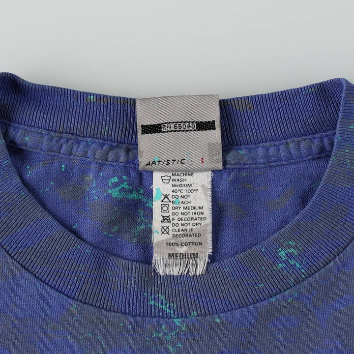 90'S Ocean Pacific all-over print surf/skate t-shirt, men's size M equivalent, vintage. cotton blue type Vintage Second Hand