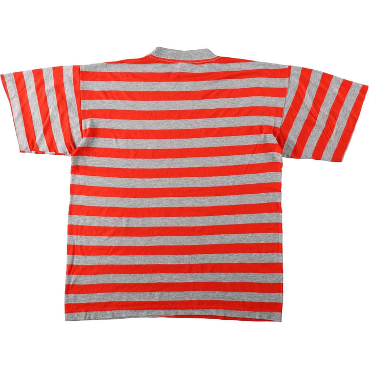 80'S Ocean Pacific striped pattern surf skate t-shirt, men's size XL equivalent, vintage. unclear red type Vintage Second Hand