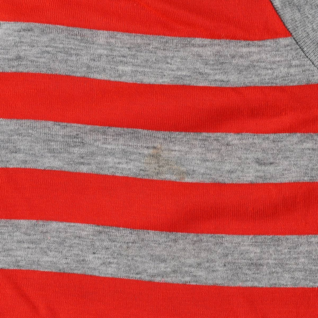80'S Ocean Pacific striped pattern surf skate t-shirt, men's size XL equivalent, vintage. unclear red type Vintage Second Hand
