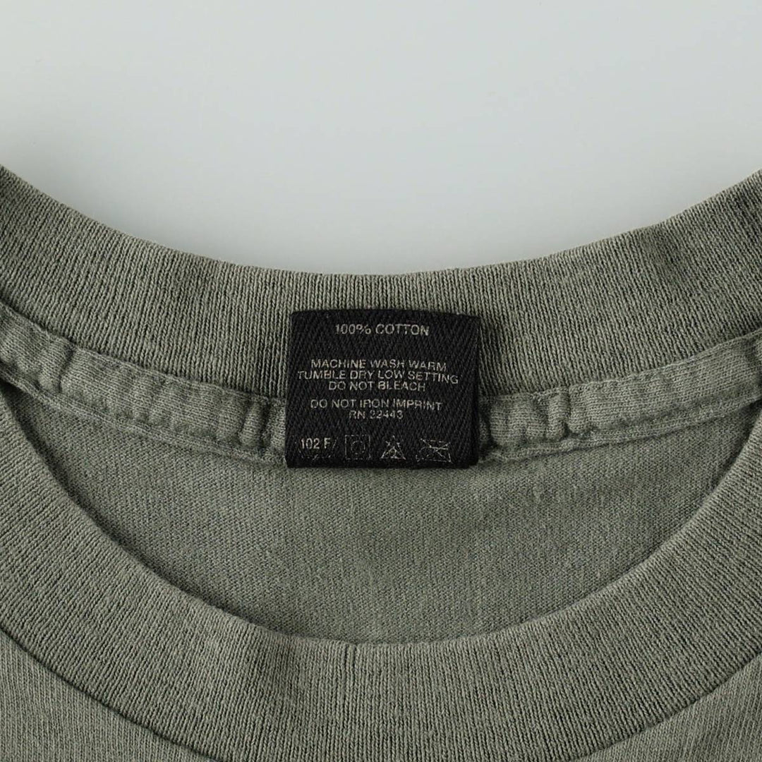 90'S Quiksilver Back Logo Surf Skate T-Shirt, Made in USA, Men's XL (approx.) Vintage cotton Khaki type sage green Vintage Second Hand