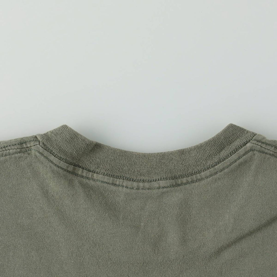 90'S Quiksilver Back Logo Surf Skate T-Shirt, Made in USA, Men's XL (approx.) Vintage cotton Khaki type sage green Vintage Second Hand