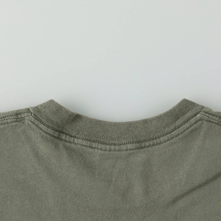 90'S Quiksilver Back Logo Surf Skate T-Shirt, Made in USA, Men's XL (approx.) Vintage cotton Khaki type sage green Vintage Second Hand