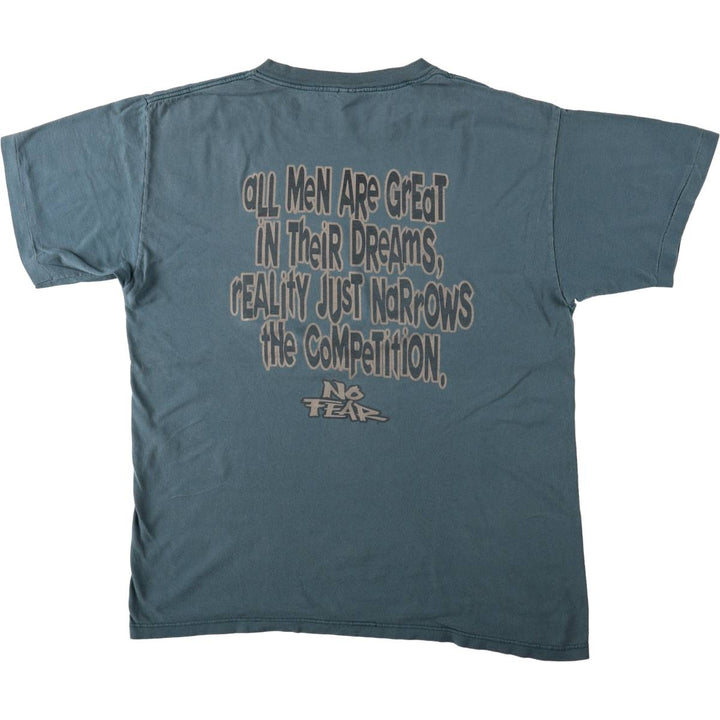 90'S NO FEAR Short-Sleeve Logo T-Shirt, Made in USA, Men's XL (approx.), Vintage cotton Khaki type Vintage Second Hand