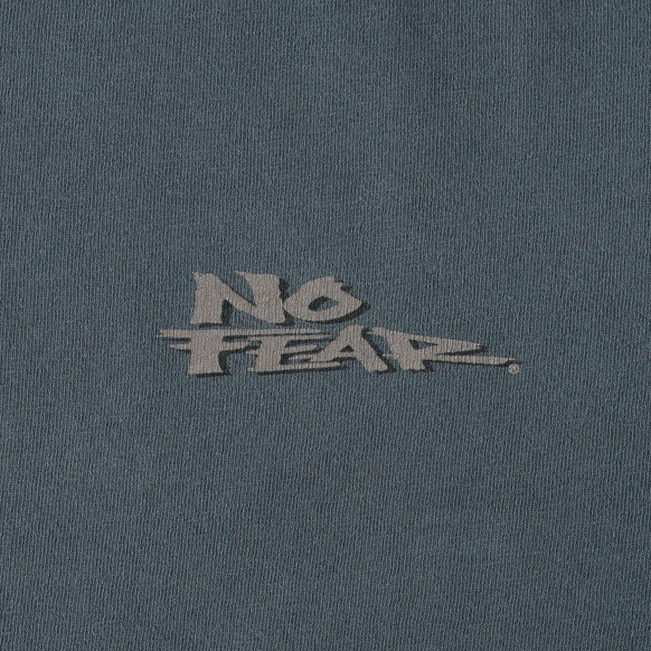 90'S NO FEAR Short-Sleeve Logo T-Shirt, Made in USA, Men's XL (approx.), Vintage cotton Khaki type Vintage Second Hand