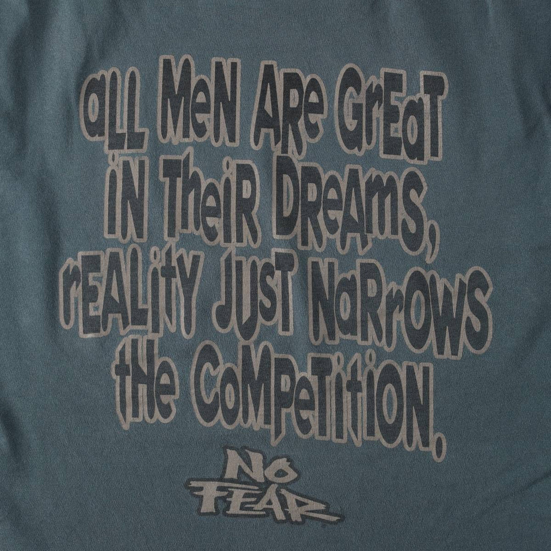 90'S NO FEAR Short-Sleeve Logo T-Shirt, Made in USA, Men's XL (approx.), Vintage cotton Khaki type Vintage Second Hand