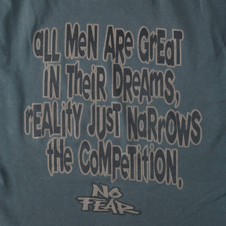 90'S NO FEAR Short-Sleeve Logo T-Shirt, Made in USA, Men's XL (approx.), Vintage cotton Khaki type Vintage Second Hand
