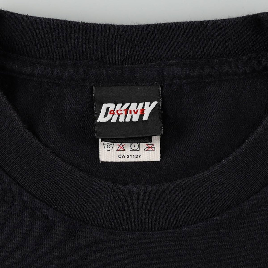 90'S Donna Karan New York DKNY ACTIVE Short-Sleeve Logo T-Shirt, Made in USA, Men's XL equivalent, Vintage cotton black type Vintage Second Hand
