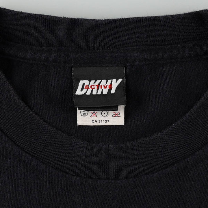 90'S Donna Karan New York DKNY ACTIVE Short-Sleeve Logo T-Shirt, Made in USA, Men's XL equivalent, Vintage cotton black type Vintage Second Hand