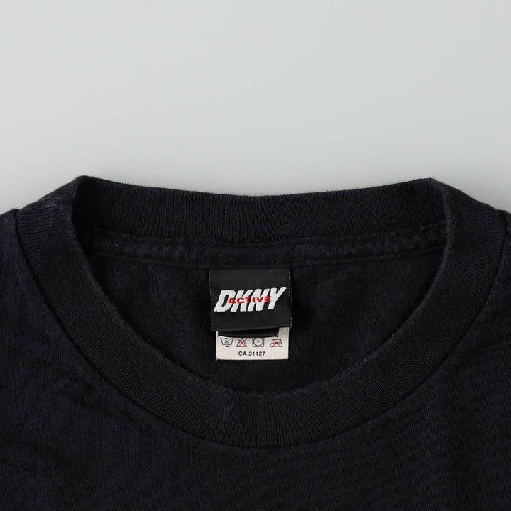 90'S Donna Karan New York DKNY ACTIVE Short-Sleeve Logo T-Shirt, Made in USA, Men's XL equivalent, Vintage cotton black type Vintage Second Hand