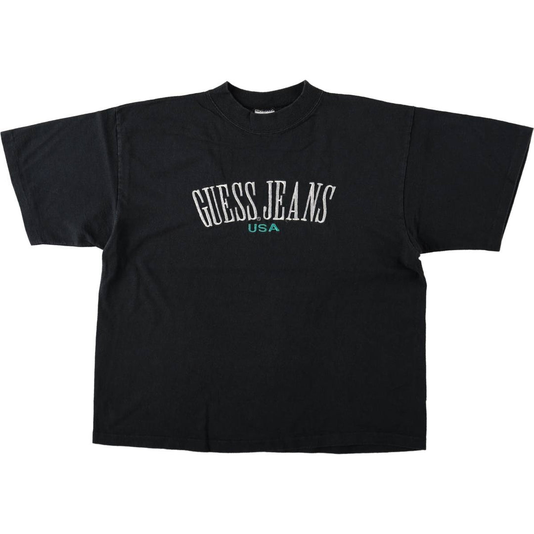80s-90'S Guess GEORGES MARCIANO Short-Sleeve Logo T-Shirt, Made in USA, Men's Size L (approx.), Vintage cotton black type Vintage Second Hand
