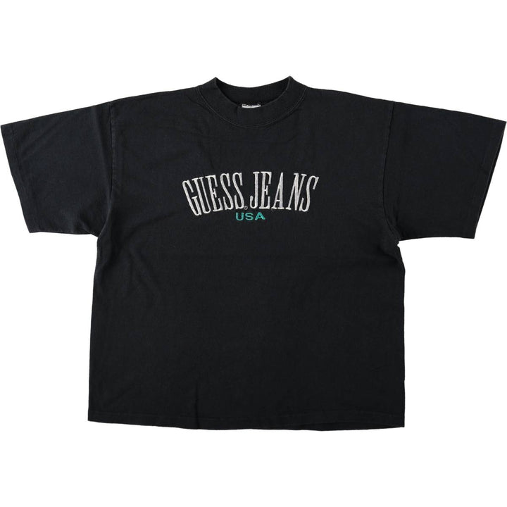 80s-90'S Guess GEORGES MARCIANO Short-Sleeve Logo T-Shirt, Made in USA, Men's Size L (approx.), Vintage cotton black type Vintage Second Hand