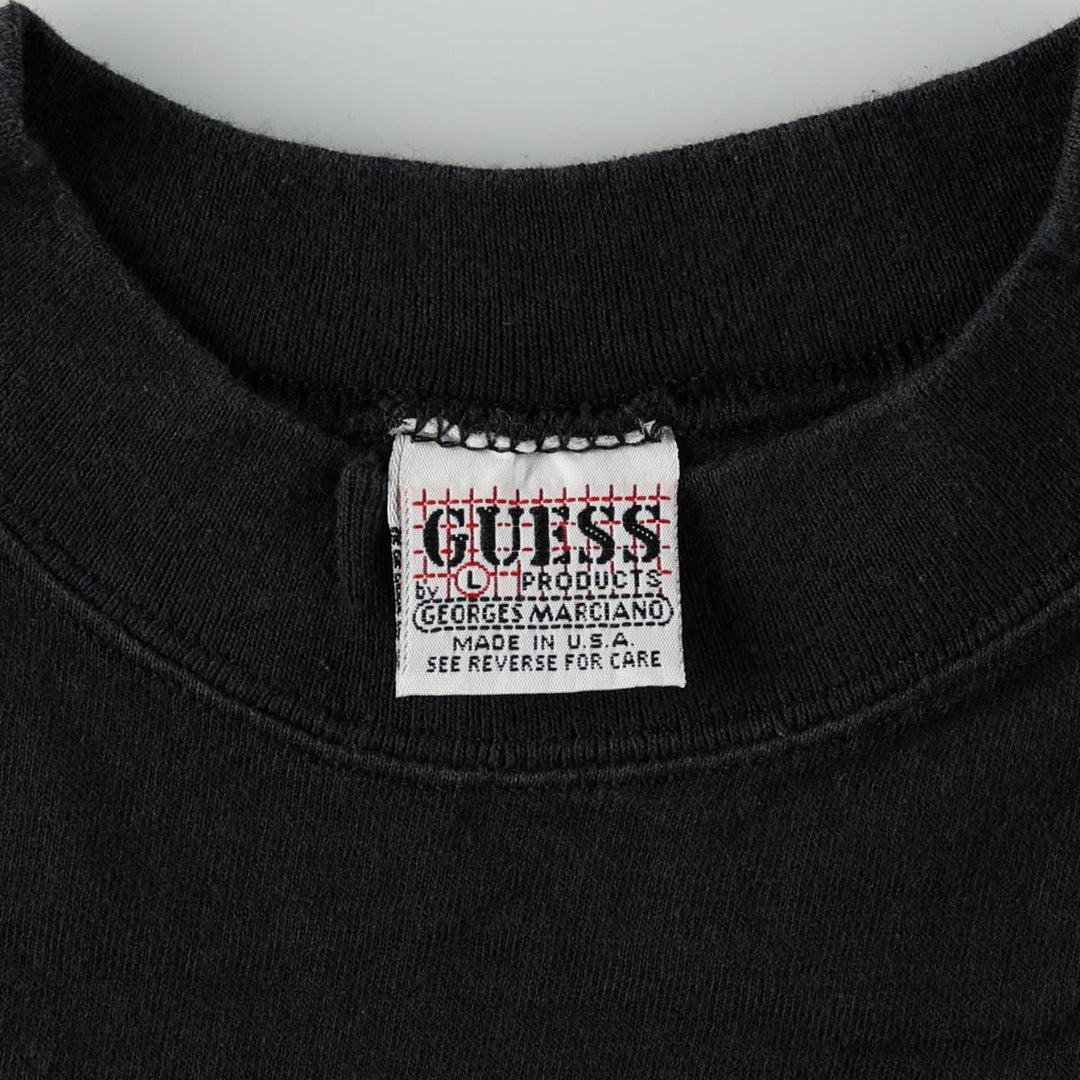 80s-90'S Guess GEORGES MARCIANO Short-Sleeve Logo T-Shirt, Made in USA, Men's Size L (approx.), Vintage cotton black type Vintage Second Hand