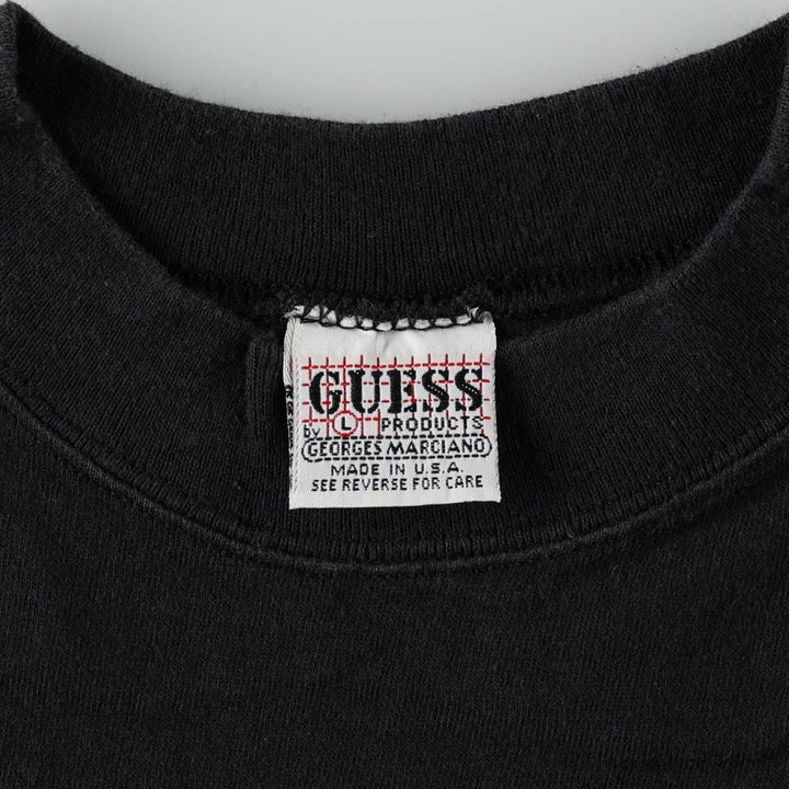 80s-90'S Guess GEORGES MARCIANO Short-Sleeve Logo T-Shirt, Made in USA, Men's Size L (approx.), Vintage cotton black type Vintage Second Hand