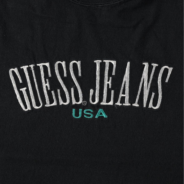 80s-90'S Guess GEORGES MARCIANO Short-Sleeve Logo T-Shirt, Made in USA, Men's Size L (approx.), Vintage cotton black type Vintage Second Hand