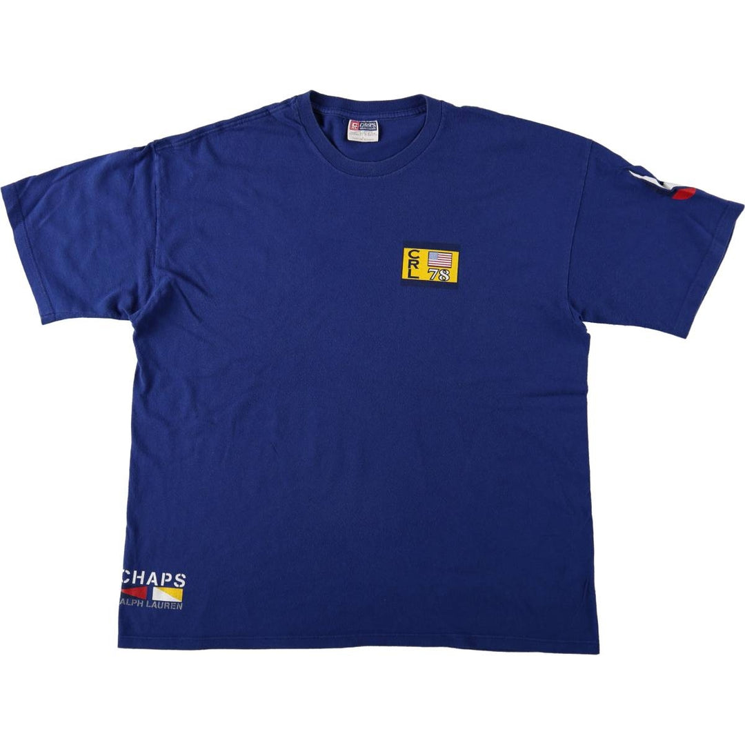 Ralph Lauren CHAPS Short-Sleeve Logo T-Shirt, Men's Size L (approx.) cotton blue type Vintage Second Hand