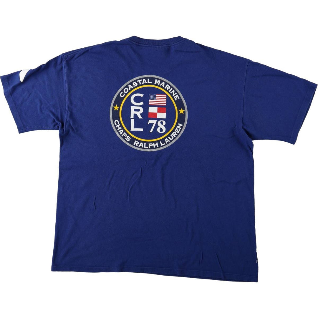 Ralph Lauren CHAPS Short-Sleeve Logo T-Shirt, Men's Size L (approx.) cotton blue type Vintage Second Hand