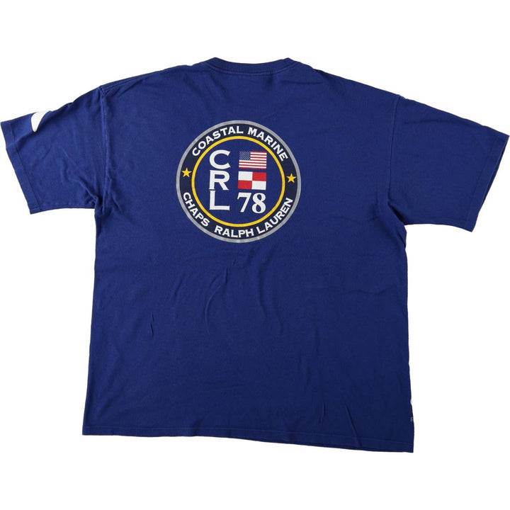 Ralph Lauren CHAPS Short-Sleeve Logo T-Shirt, Men's Size L (approx.) cotton blue type Vintage Second Hand