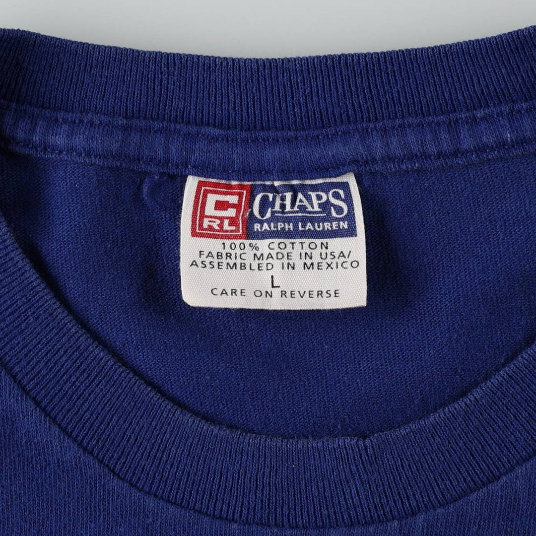 Ralph Lauren CHAPS Short-Sleeve Logo T-Shirt, Men's Size L (approx.) cotton blue type Vintage Second Hand