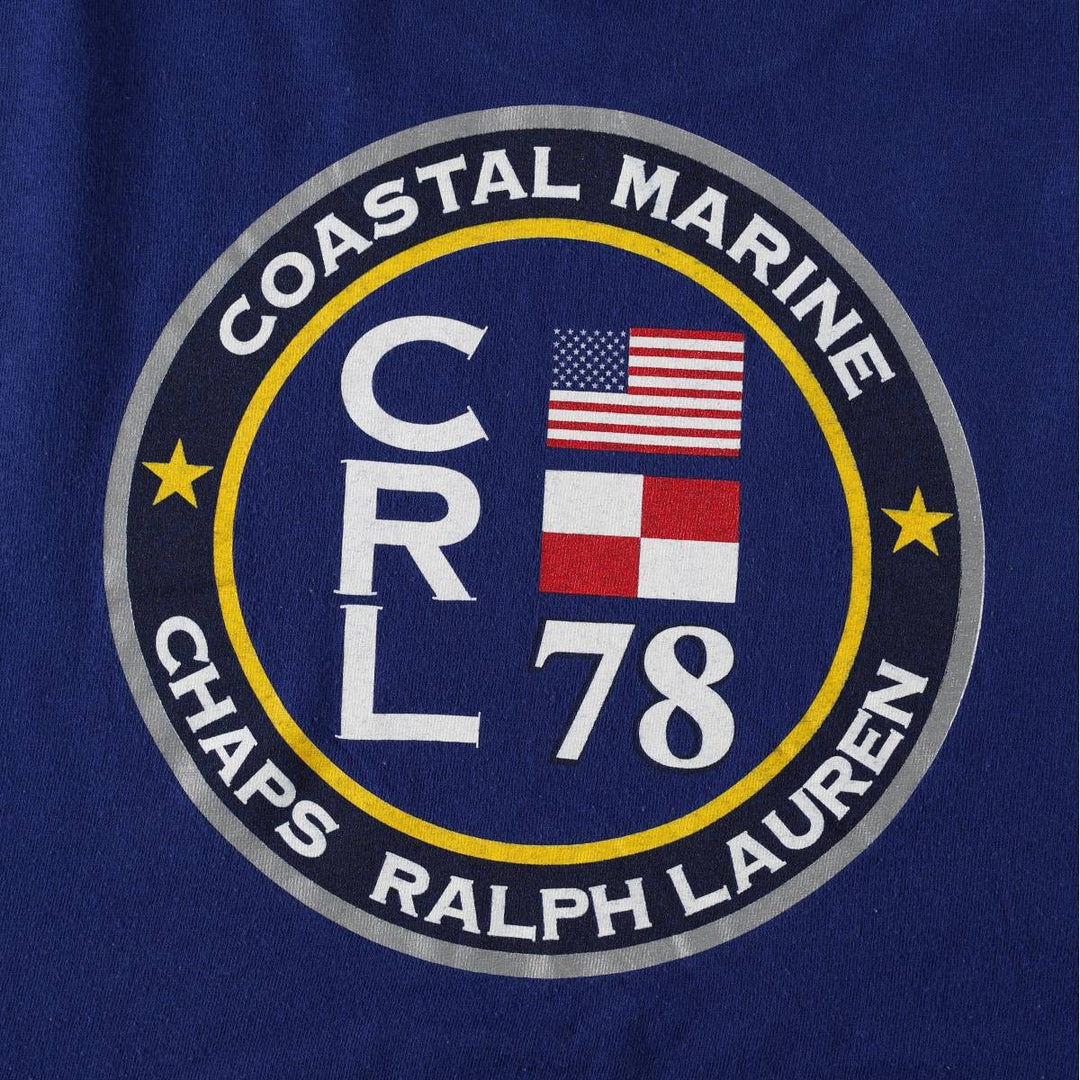 Ralph Lauren CHAPS Short-Sleeve Logo T-Shirt, Men's Size L (approx.) cotton blue type Vintage Second Hand