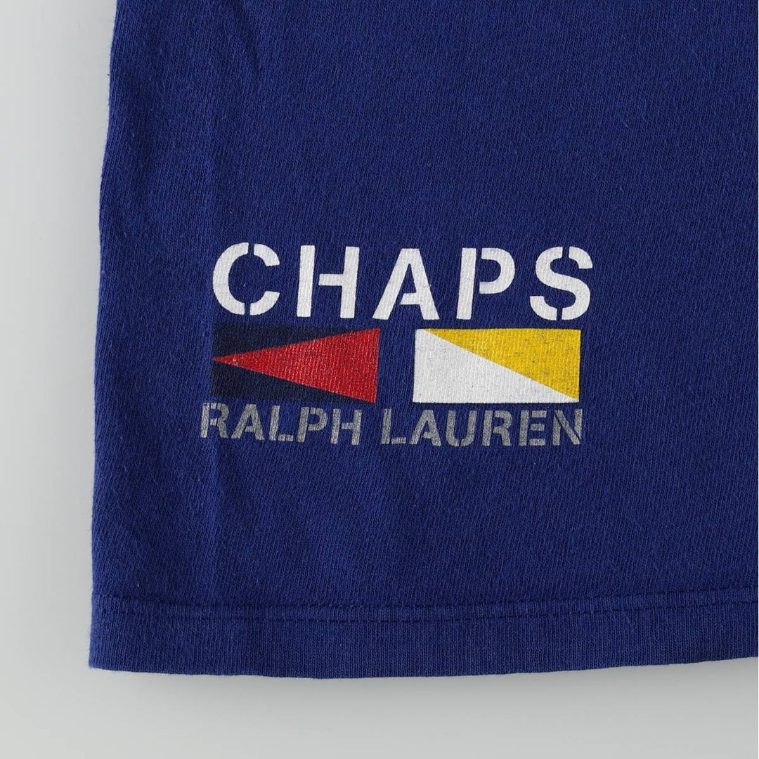 Ralph Lauren CHAPS Short-Sleeve Logo T-Shirt, Men's Size L (approx.) cotton blue type Vintage Second Hand