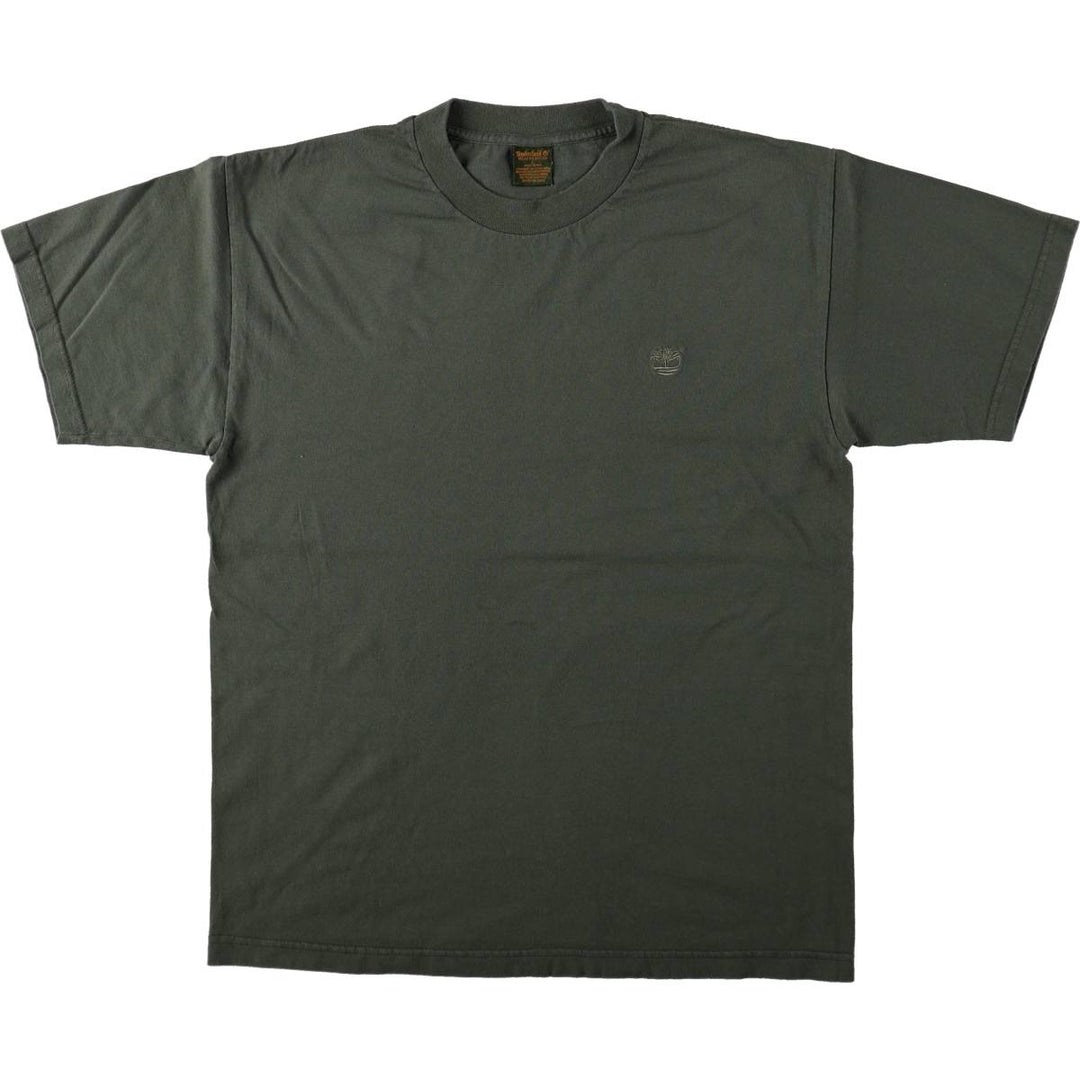 90'S Timberland Short-Sleeve T-Shirt with One-Point Logo, Made in USA, Men's Size L (Equivalent), Vintage cotton Khaki type Vintage Second Hand