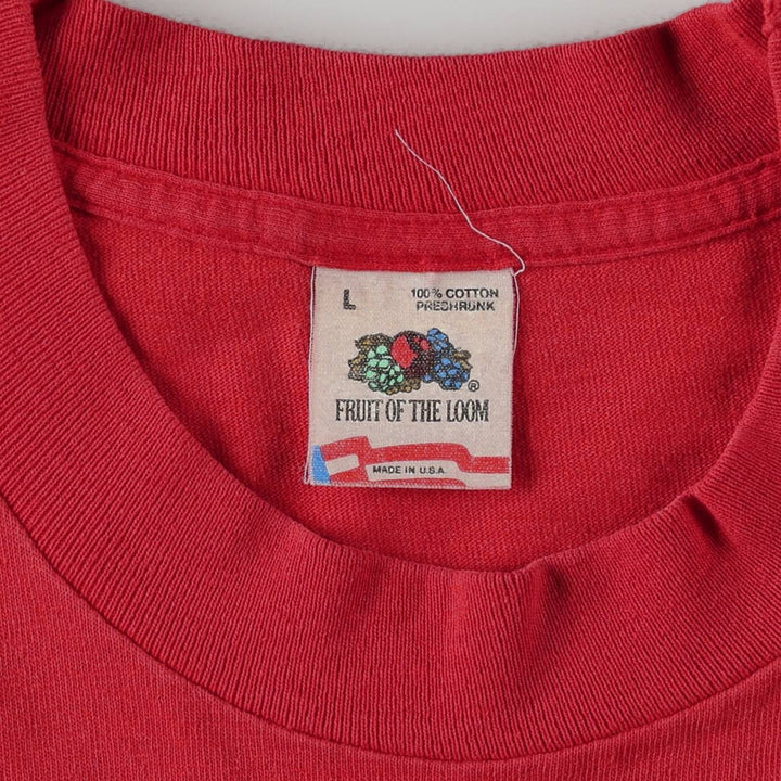 80s-90'S Fruit of the Loom Wrangler Short-Sleeve Printed T-Shirt, Made in USA, Men's Size L (approx.) cotton red type Vintage Second Hand