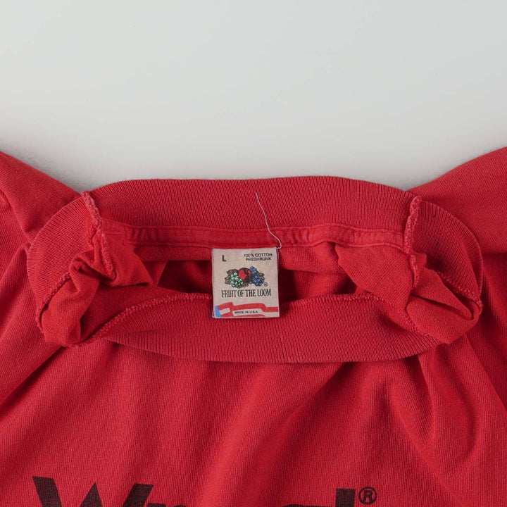 80s-90'S Fruit of the Loom Wrangler Short-Sleeve Printed T-Shirt, Made in USA, Men's Size L (approx.) cotton red type Vintage Second Hand