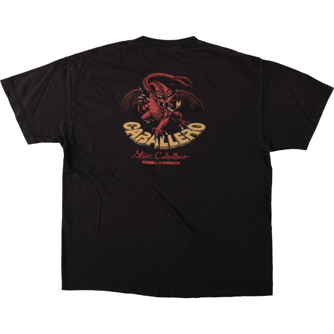 POWELL PERALTA Surf Skate T-Shirt, Men's Size XL (approx.) cotton black type Vintage Second Hand