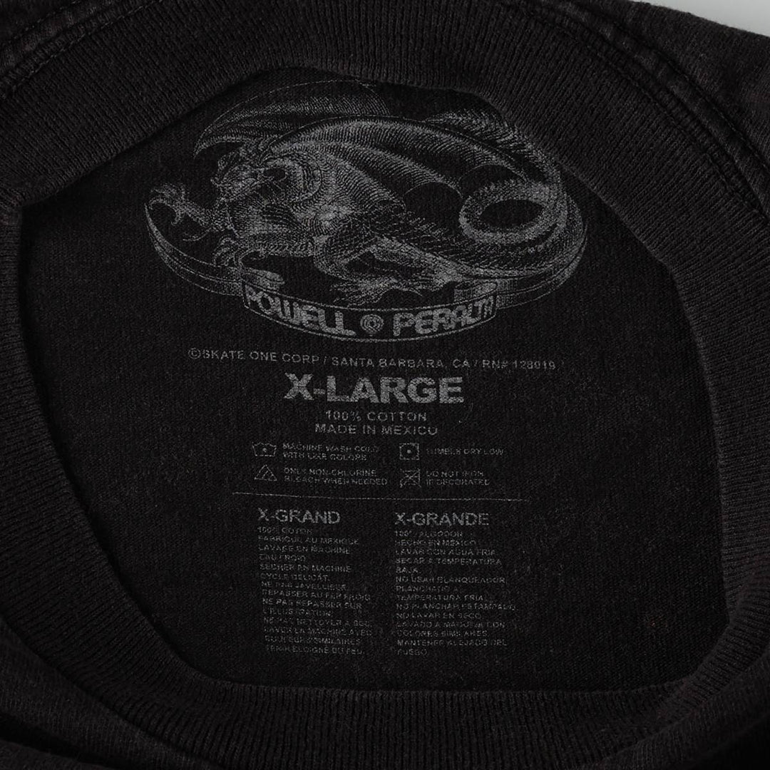 POWELL PERALTA Surf Skate T-Shirt, Men's Size XL (approx.) cotton black type Vintage Second Hand