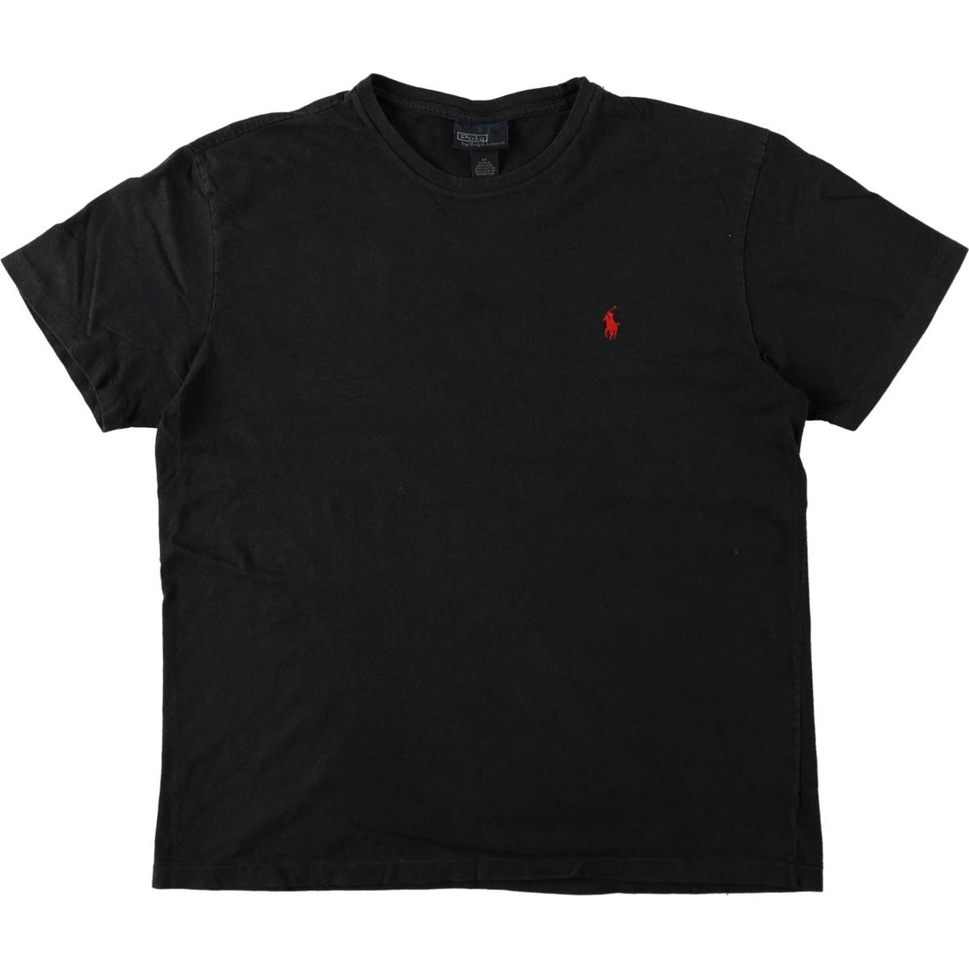 Ralph Lauren POLO by Ralph Lauren short sleeve one point logo T-shirt men's M size cotton black type Vintage Second Hand