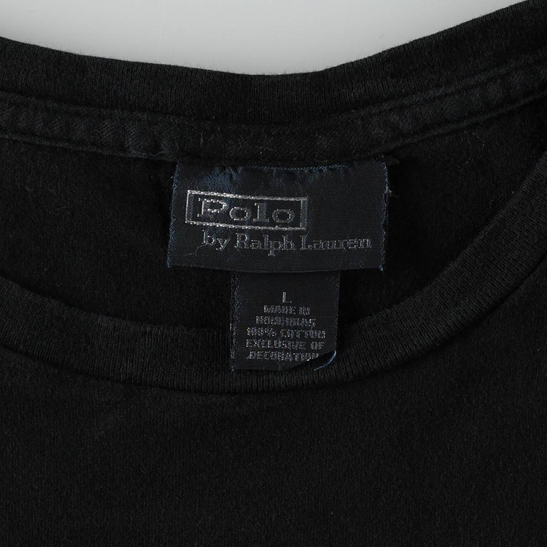 Ralph Lauren POLO by Ralph Lauren short sleeve one point logo T-shirt men's L size cotton black type Vintage Second Hand